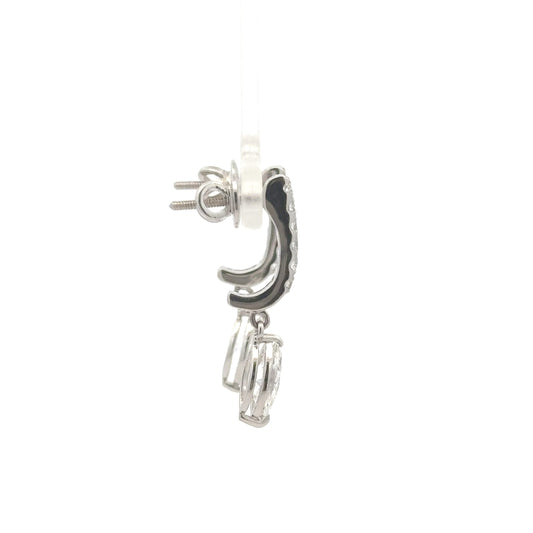 IGI Certified Marquise Drop Lab-Grown Diamond Earrings In 14k Gold with Pave Hoops