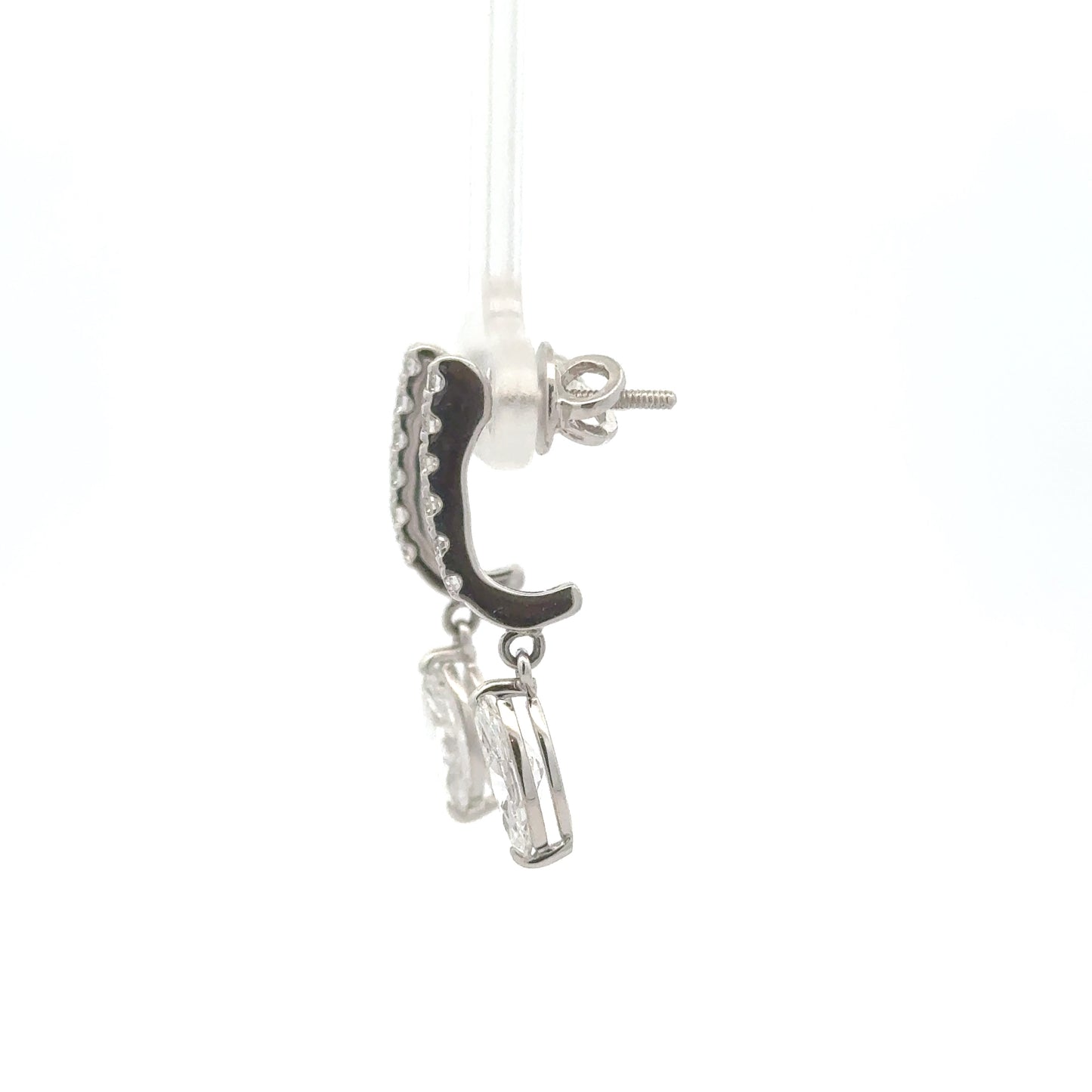 IGI Certified Marquise Drop Lab-Grown Diamond Earrings In 14k Gold with Pave Hoops