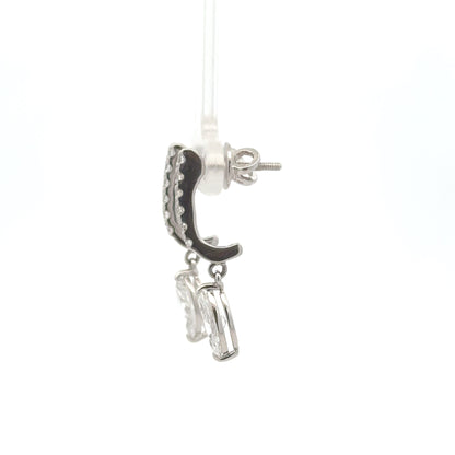 IGI Certified Marquise Drop Lab-Grown Diamond Earrings In 14k Gold with Pave Hoops