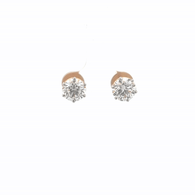 Round Solitaire IGI Certified Lab-Grown Diamond Earrings In 14k Gold