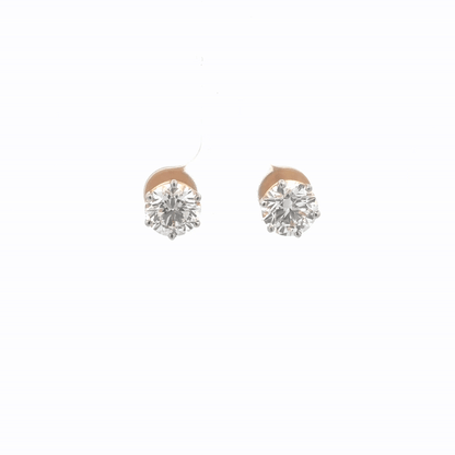 Round Solitaire IGI Certified Lab-Grown Diamond Earrings In 14k Gold