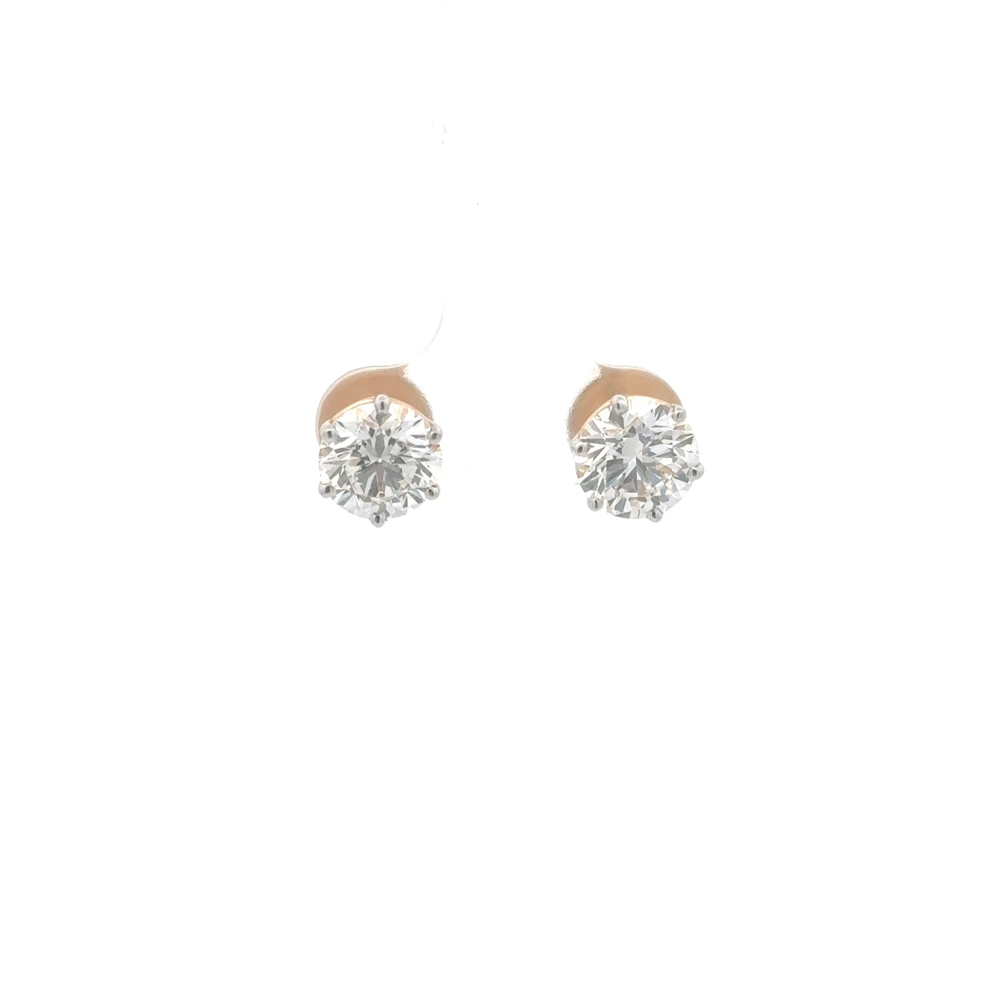 Round Solitaire IGI Certified Lab-Grown Diamond Earrings In 14k Gold