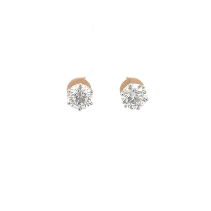 Round Solitaire IGI Certified Lab-Grown Diamond Earrings In 14k Gold