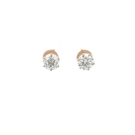 Round Solitaire IGI Certified Lab-Grown Diamond Earrings In 14k Gold