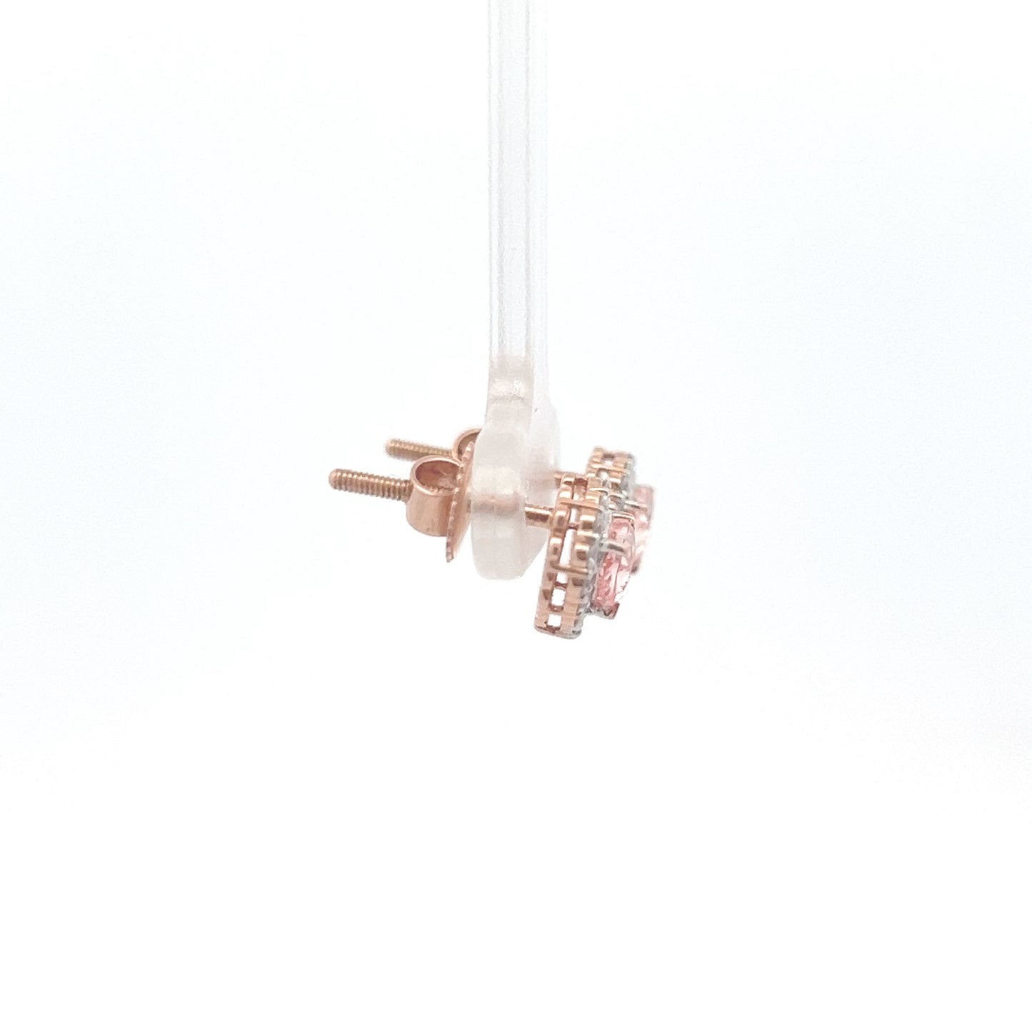 Luxury Heart Halo Pink Lab-Grown Diamond Earrings – Gift for Her