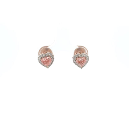 Luxury Heart Halo Pink Lab-Grown Diamond Earrings – Gift for Her