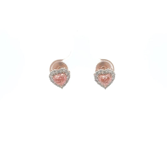 Luxury Heart Halo Pink Lab-Grown Diamond Earrings – Gift for Her