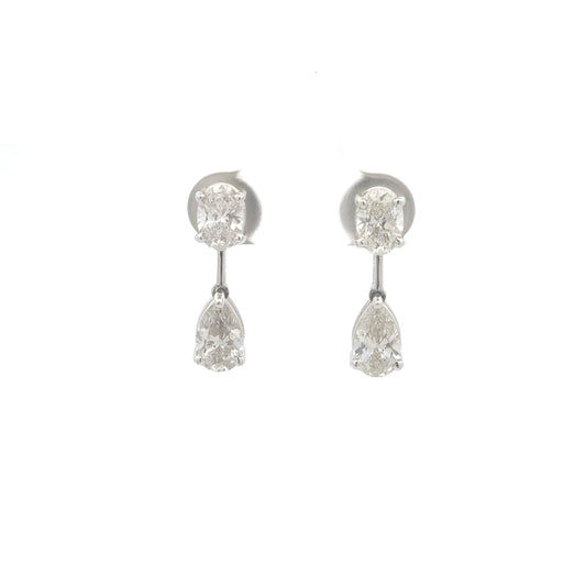 IGI Certified Oval & Pear Lab-Grown Diamond Stud Earrings In 14k Gold