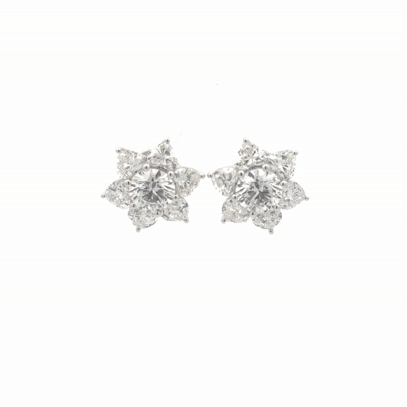 IGI Certified Heart & Round Lab-Grown Diamond Stud Earrings In 14k Gold