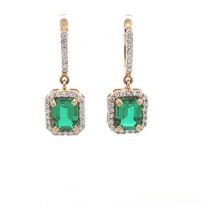 Octagon Colombian Emerald Stud Earrings In 14k Gold