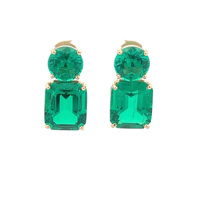 Colombian Emerald Stud Earrings In 14k Gold
