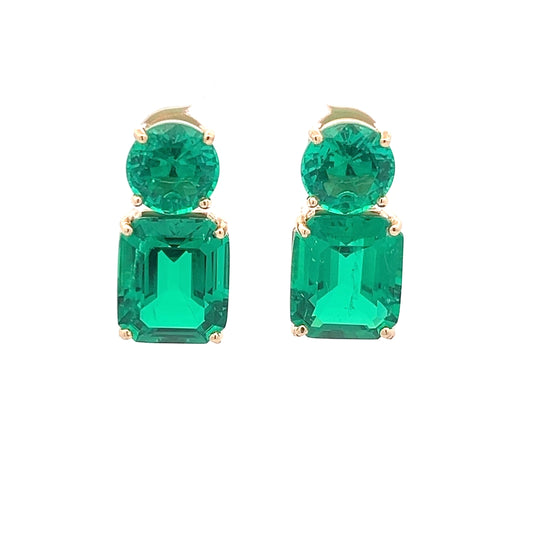 Colombian Emerald Stud Earrings In 14k Gold
