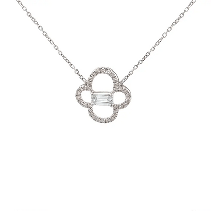 Clover Emerald Cut Lab-grown Diamond Pendant In 14k Gold