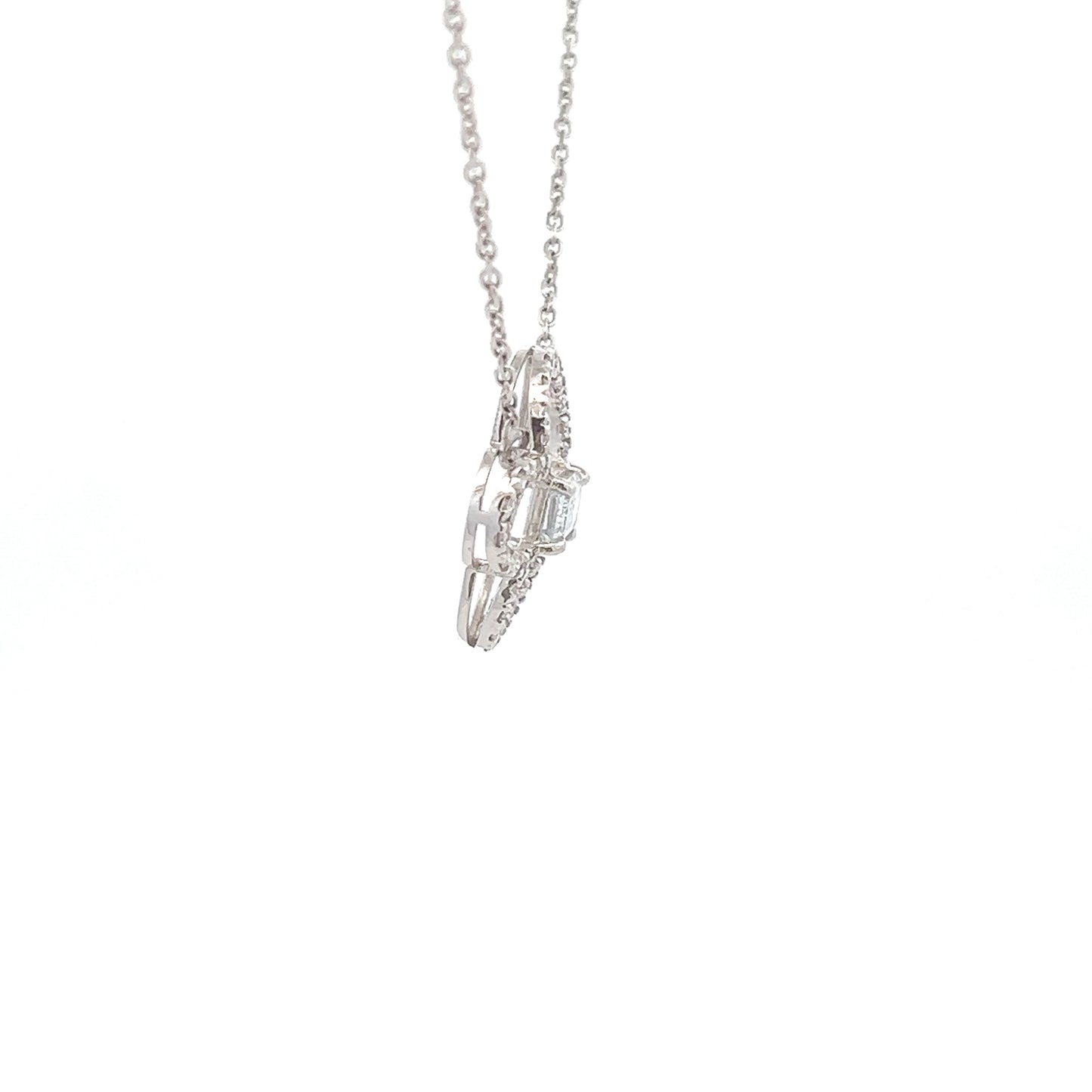 Clover Emerald Cut Lab-grown Diamond Pendant In 14k Gold