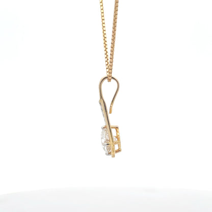 Dual Tone Round Lab Diamond Pendant In 14k Gold