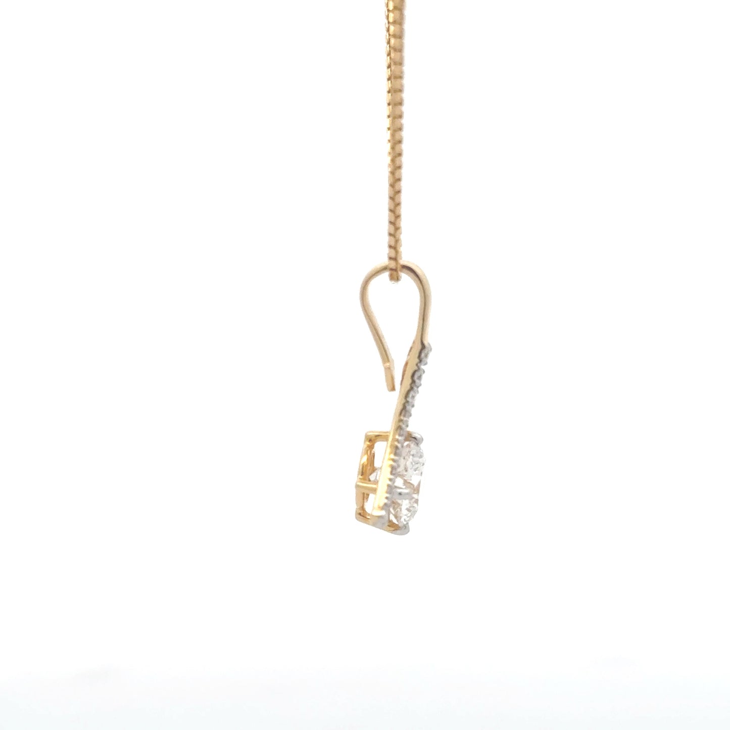Dual Tone Round Lab Diamond Pendant In 14k Gold