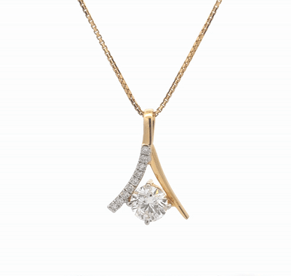 Dual Tone Round Lab Diamond Pendant In 14k Gold