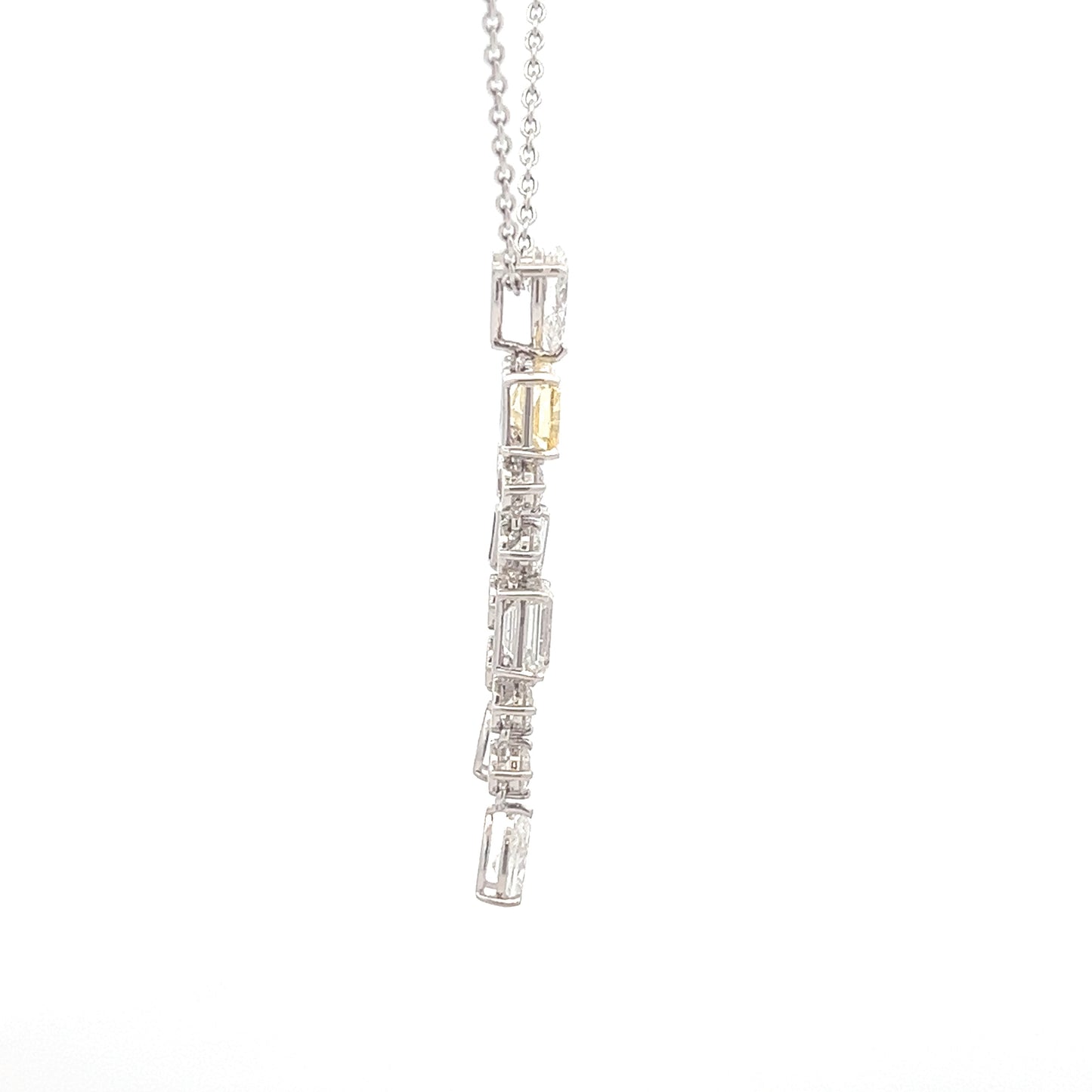 Yellow Raddiant Dangling Drop Pendant – Emerald & Pear Cut Lab Grown Diamonds