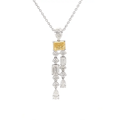 Yellow Raddiant Dangling Drop Pendant – Emerald & Pear Cut Lab Grown Diamonds