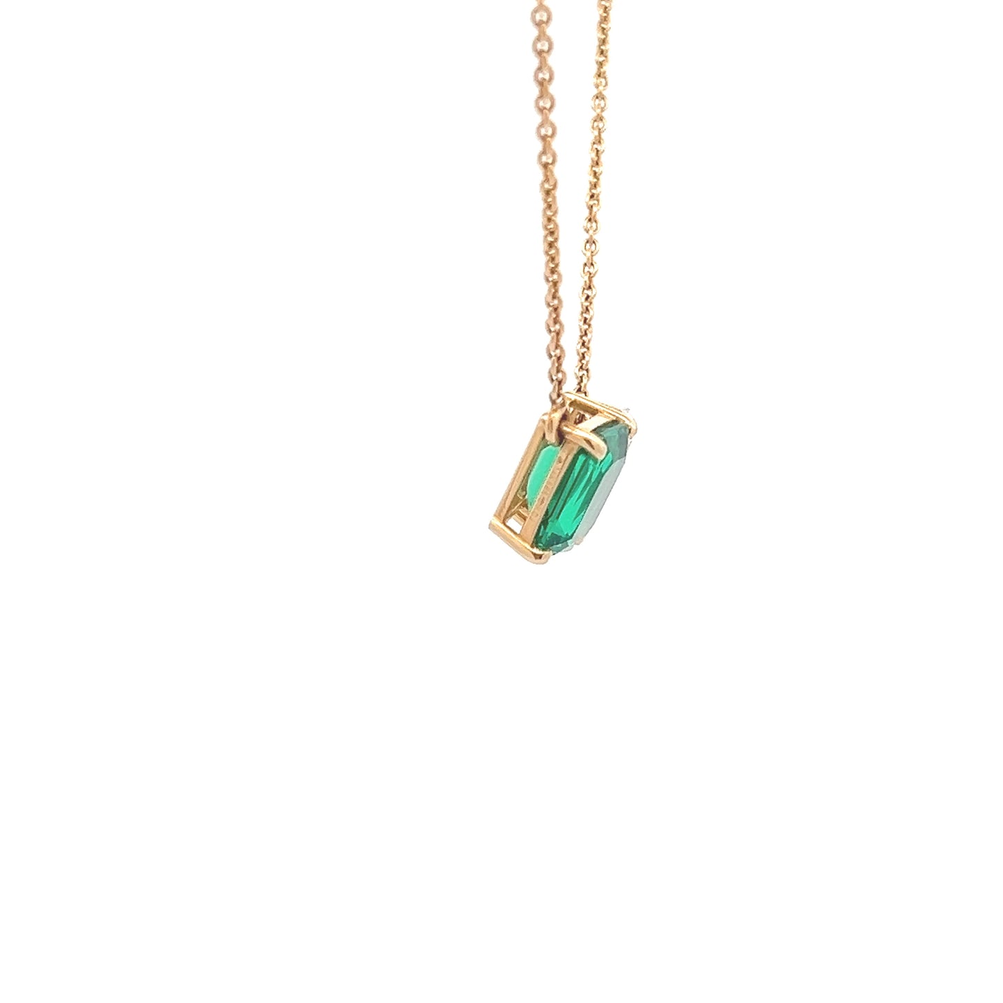 Colambian Emerald & Pear Diamond Duo Pendant in 14K Gold