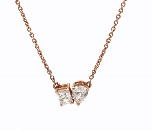 Emerald And Pear  Lab-Grown Diamond Pendant In 14k Gold