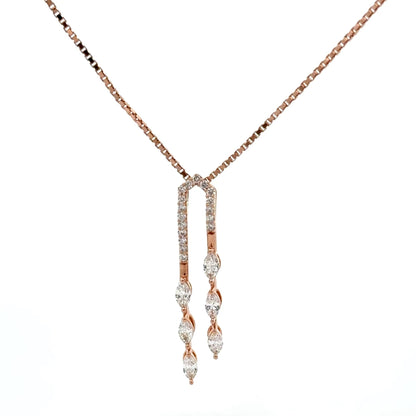 Lab-Grown Diamond Arch Drop Pendant In 14k Gold With Chain