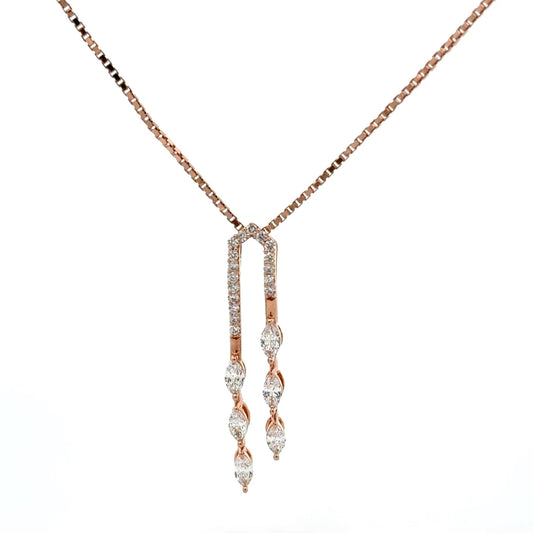 Lab-Grown Diamond Arch Drop Pendant In 14k Gold With Chain