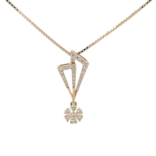 Geometric Flower Lab Grown Diamond Pendant 14k Gold