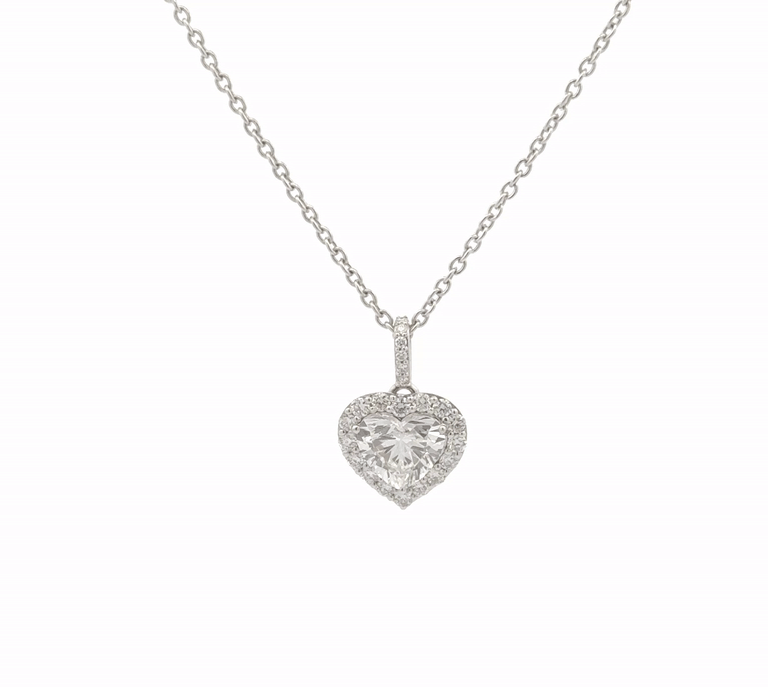 Sparkling Heart Halo Lab-Grown Diamond Pendant for Women