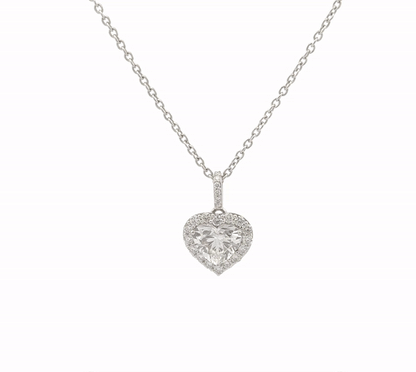 Sparkling Heart Halo Lab-Grown Diamond Pendant for Women