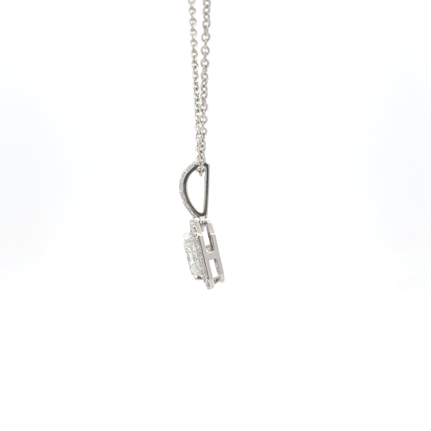 Classic Raddiant Halo Lab Diamond Pendant Necklace In 14k Gold