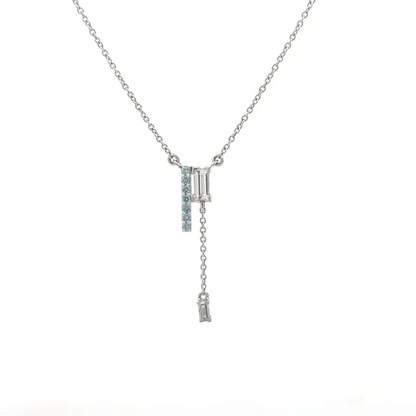Modern Baguette Lab Grown Diamond Drop Pendant in White Gold