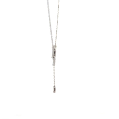 Modern Baguette Lab Grown Diamond Drop Pendant in White Gold