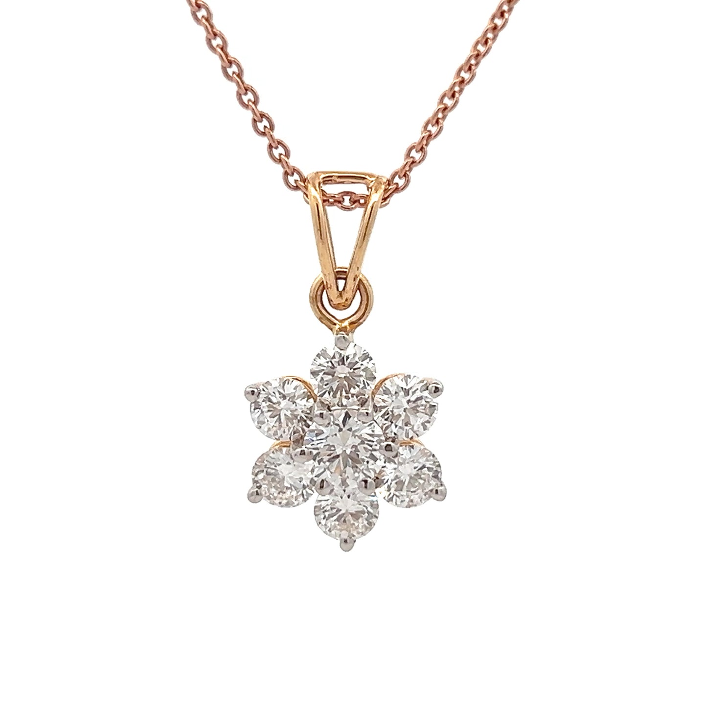 Floral Shaped Lab Grown Diamond In 14k Gold Pendant Without Chain