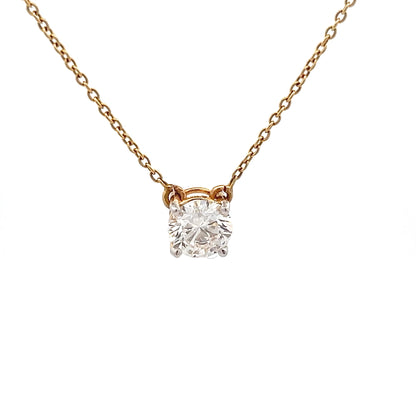 1 Carat Solitaire Round Pendant In 14k Gold Without Chain