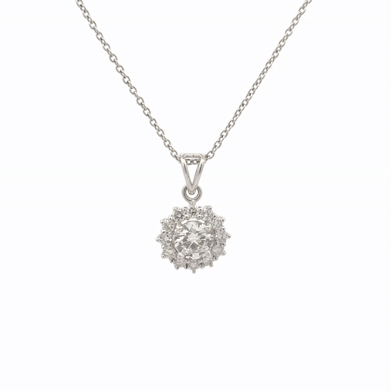 Classic Round Cluster Lab-Grown Diamond Pendant in White Gold