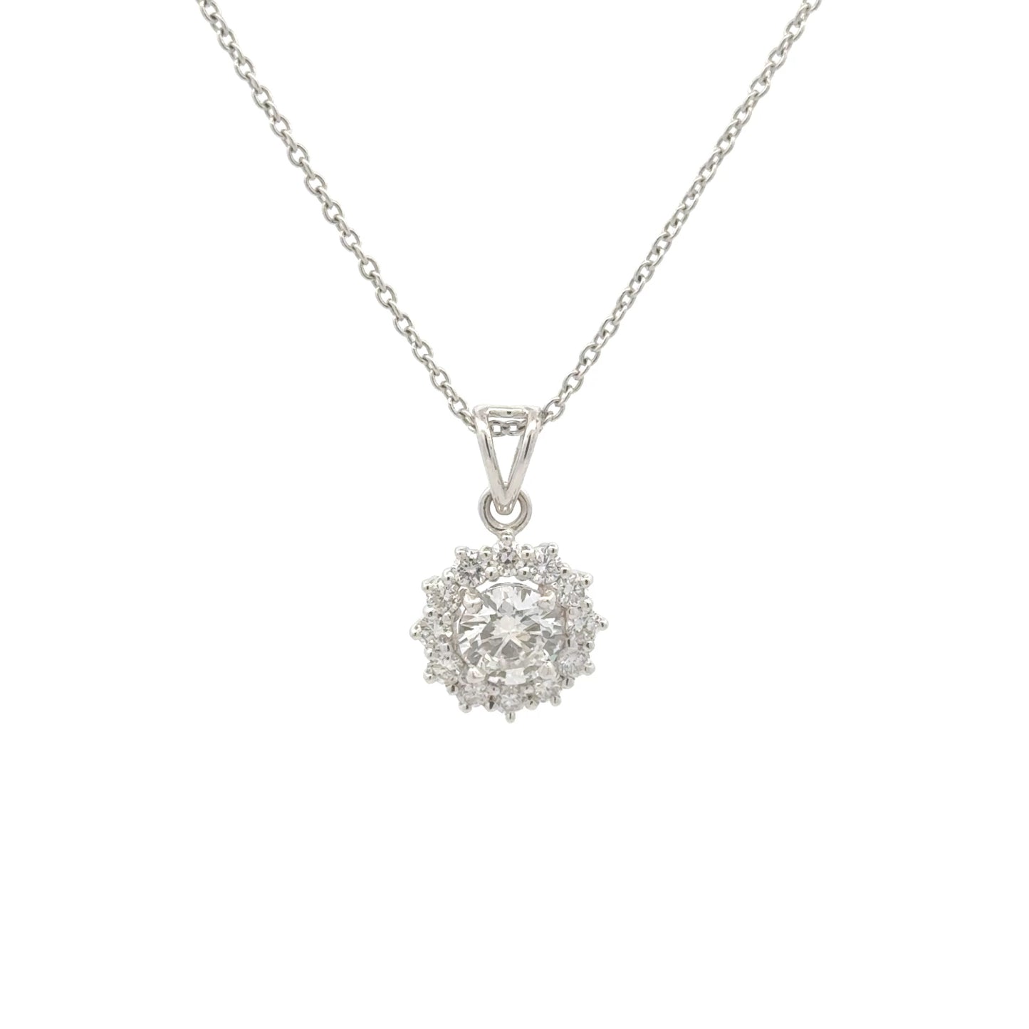 Classic Round Cluster Lab-Grown Diamond Pendant in White Gold