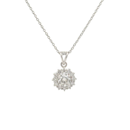 Classic Round Cluster Lab-Grown Diamond Pendant in White Gold