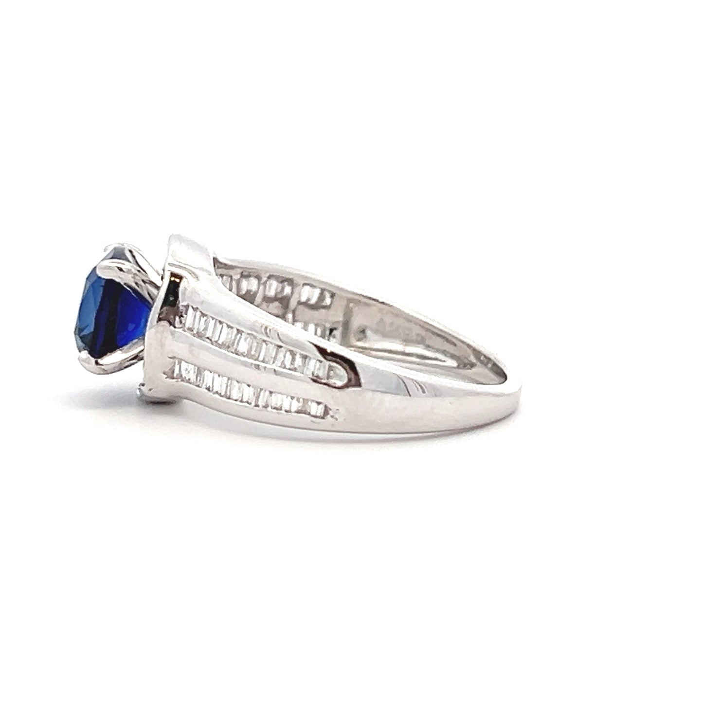 Lab Grown Cushion Blue Sapphire Ring In 14k Gold