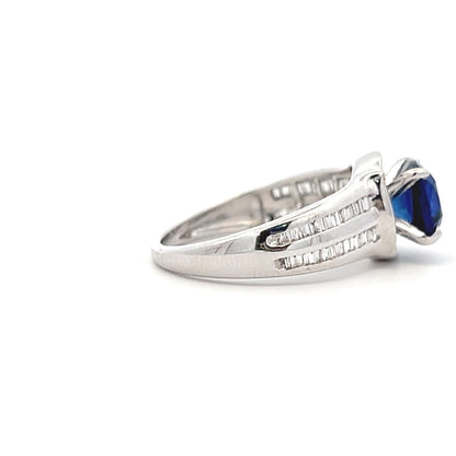 Lab Grown Cushion Blue Sapphire Ring In 14k Gold