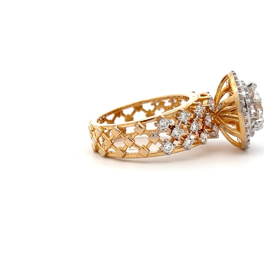 Lab Grown Round Brilliant Diamond Ring In 14k Gold