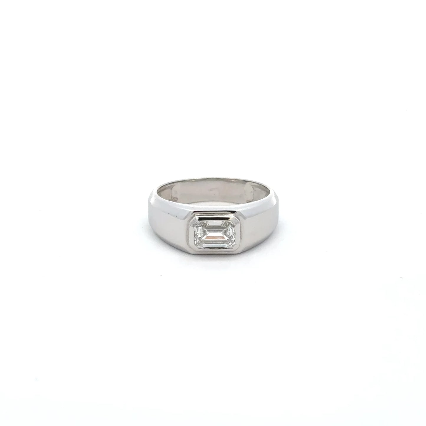 Modern Men’s Lab Grown Diamond Ring in 14K White Gold
