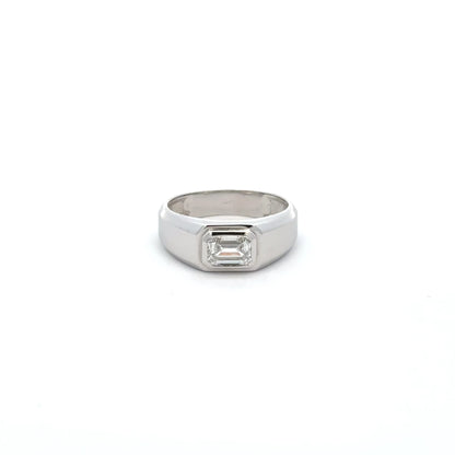 Modern Men’s Lab Grown Diamond Ring in 14K White Gold
