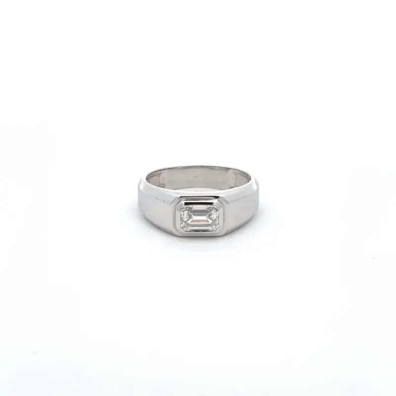 Modern Men’s Lab Grown Diamond Ring in 14K White Gold