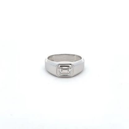 Modern Men’s Lab Grown Diamond Ring in 14K White Gold