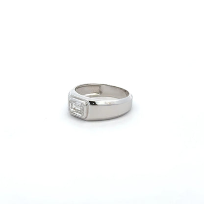 Modern Men’s Lab Grown Diamond Ring in 14K White Gold