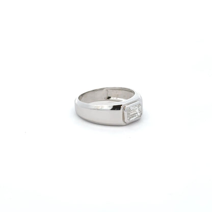 Modern Men’s Lab Grown Diamond Ring in 14K White Gold