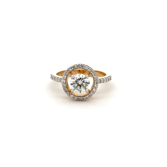 Elegant Round Halo Lab Grown Diamond Engagement Ring 14K Gold