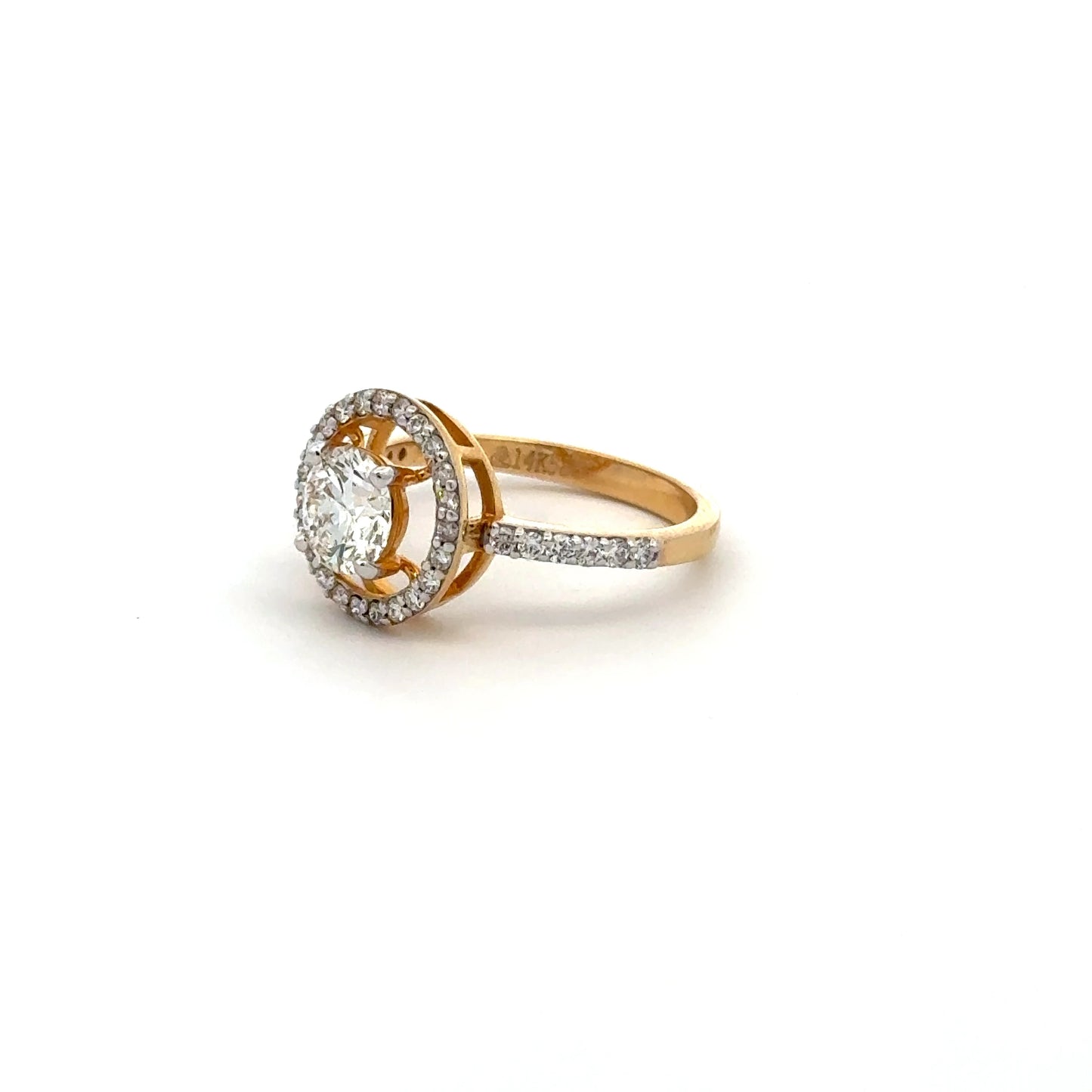 Elegant Round Halo Lab Grown Diamond Engagement Ring 14K Gold