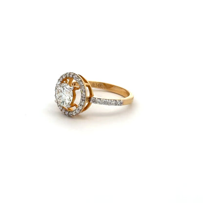 Elegant Round Halo Lab Grown Diamond Engagement Ring 14K Gold